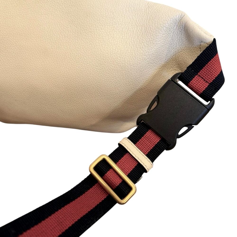 Authentic Gucci Print Leather Belt Bag White Logo Web Stripe Crossbody - Picture 5 of 11